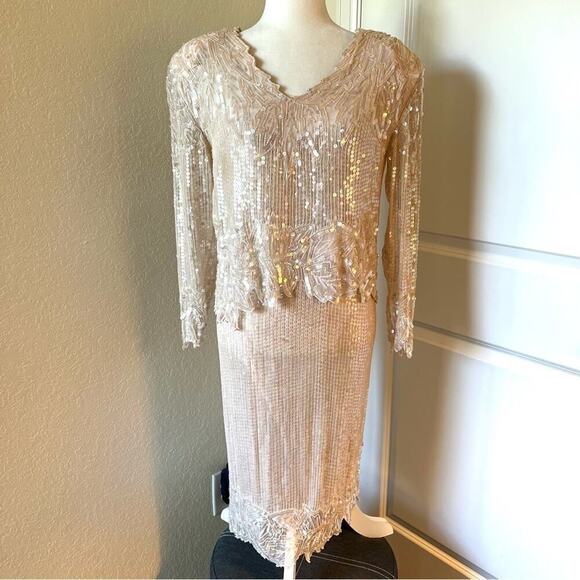 SweeLo Vintage Champagne Sequin Skirt Set